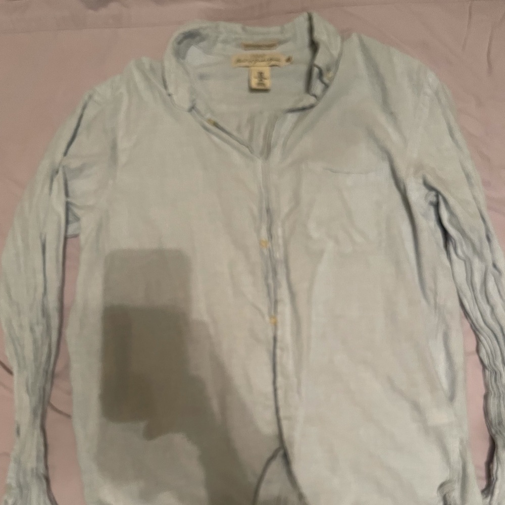 Blue Linen Button Up